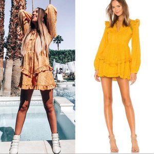 NEW TULAROSA LISA DRESS SUNSHINE YELLOW RUFFLE S
